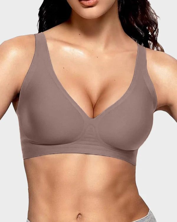 Jelly - Sujetador Push-Up sin costuras con escote en V profundo