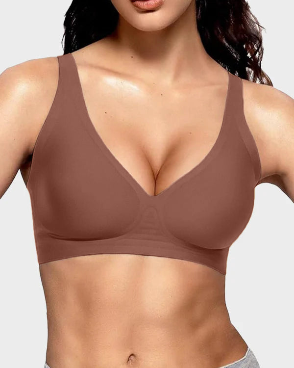 Jelly - Sujetador Push-Up sin costuras con escote en V profundo