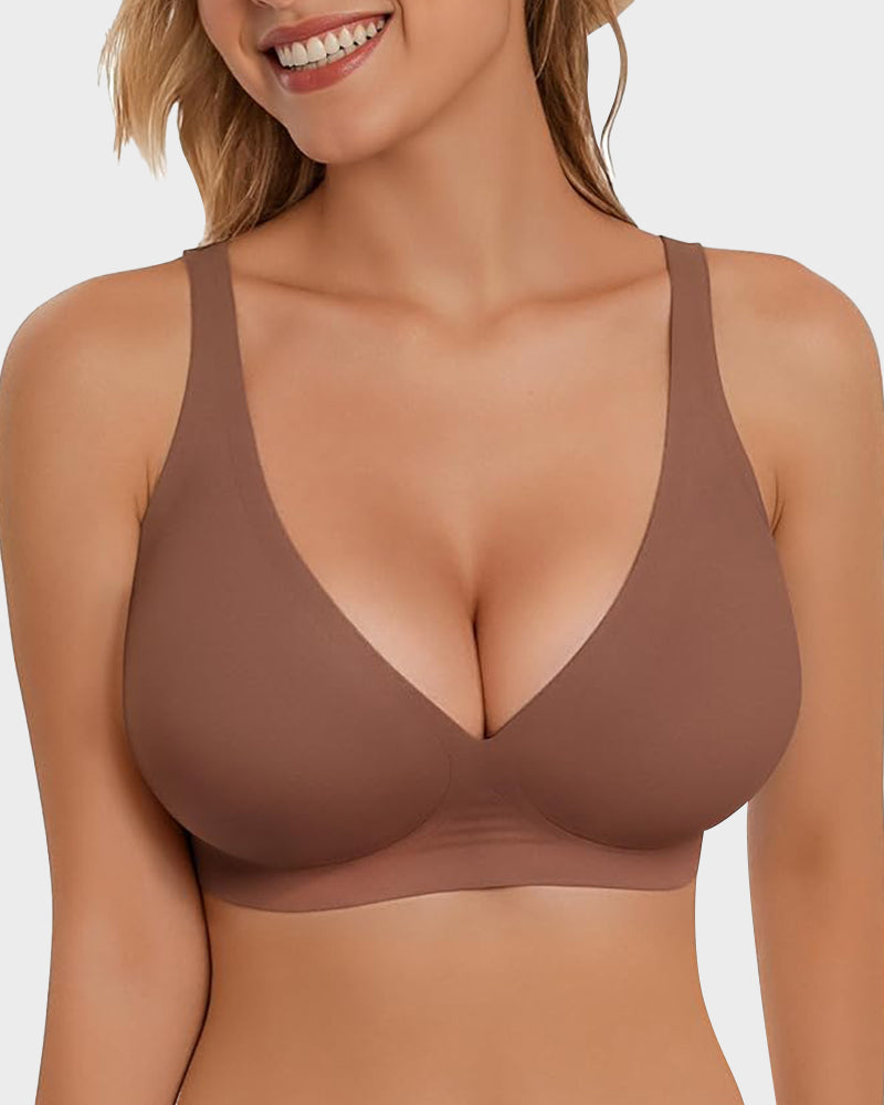 Jelly - Sujetador Push-Up sin costuras con escote en V profundo
