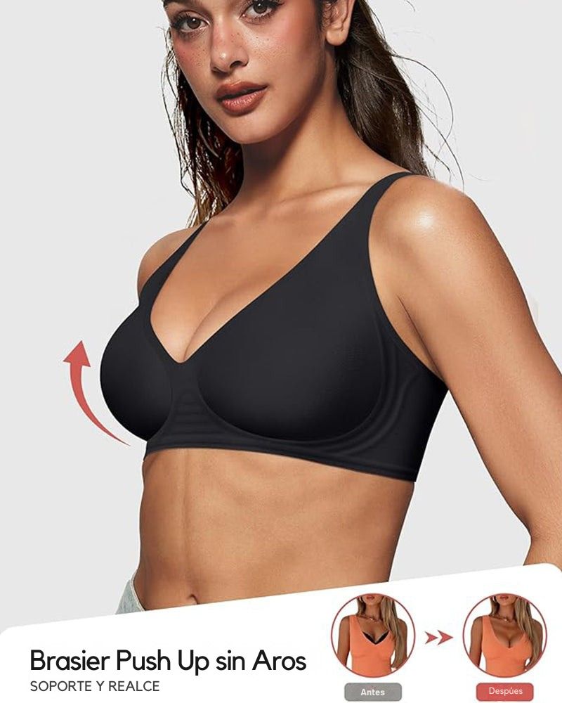 Jelly - Sujetador Push-Up sin costuras con escote en V profundo