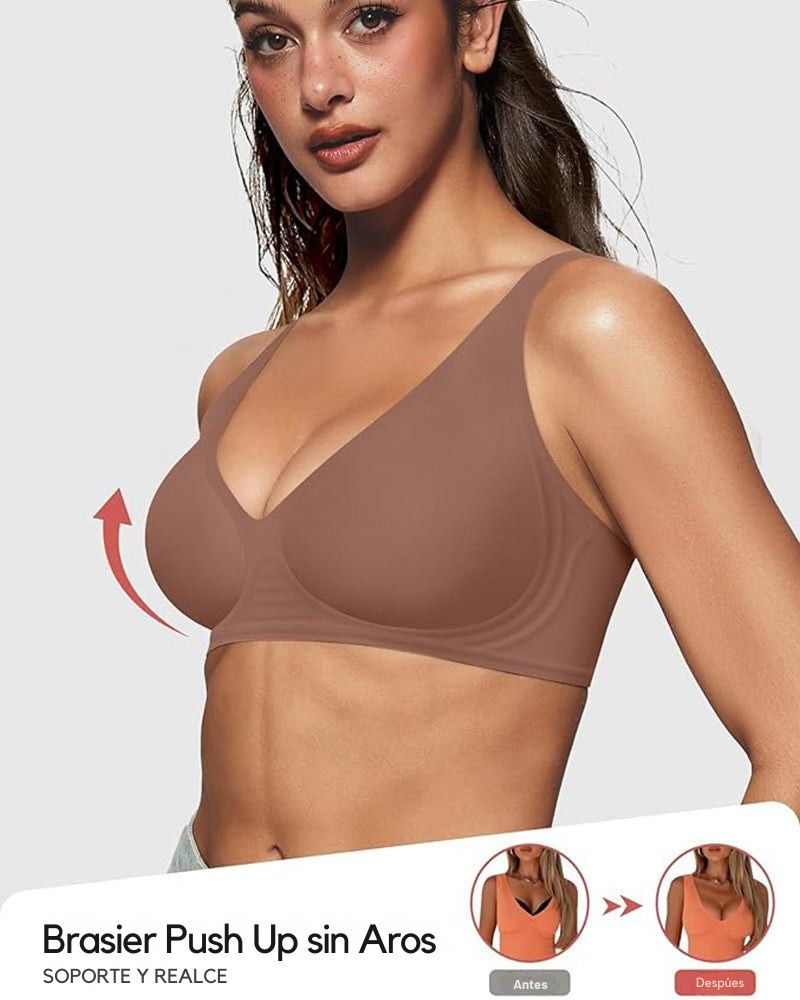 Jelly - Sujetador Push-Up sin costuras con escote en V profundo