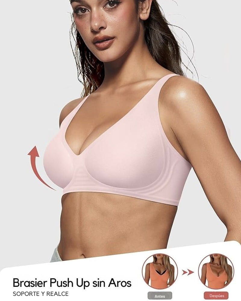Jelly - Sujetador Push-Up sin costuras con escote en V profundo