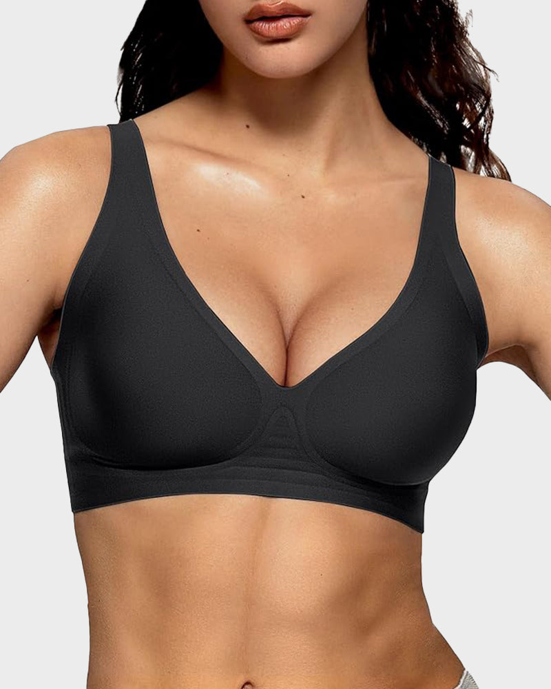 Jelly - Sujetador Push-Up sin costuras con escote en V profundo