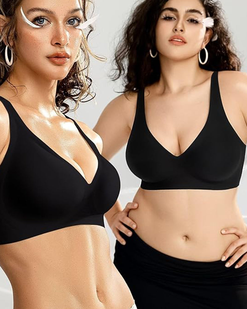 Jelly - Sujetador Push-Up sin costuras con escote en V profundo