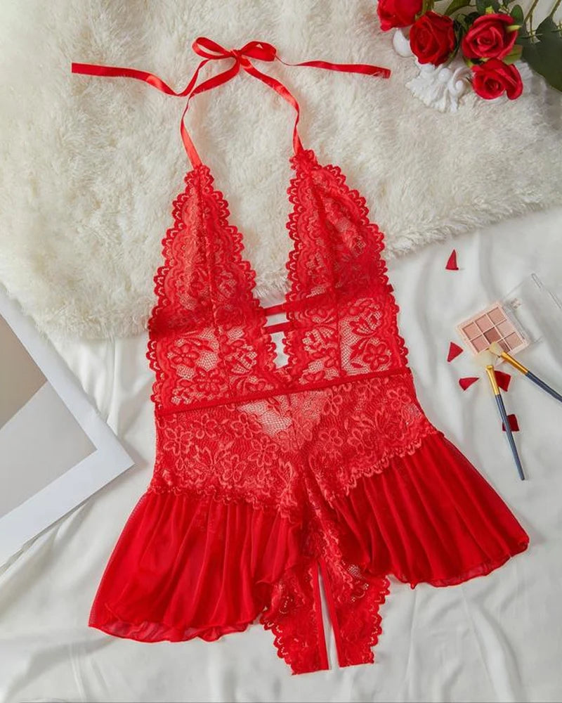 Velvet Night | Pijama sexy de encaje en color entero - Pack x 3 un
