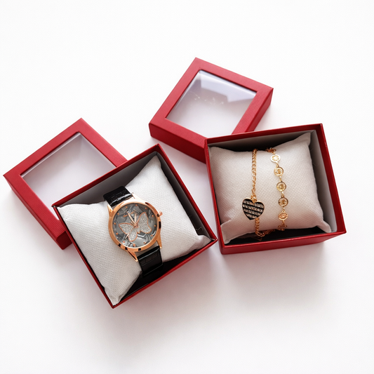Set de Reloj + Pulsera con Caja de Regalo